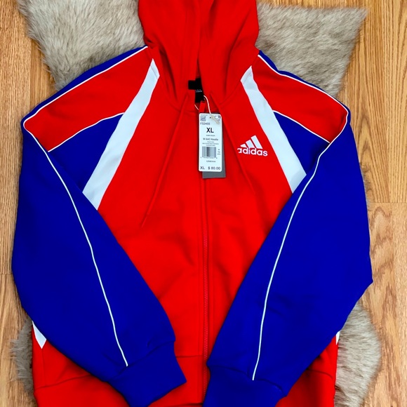 adidas Jackets & Blazers - Unisex Adidas Hoodie Size XL New with Tags 🏷 Red & Blue in Color